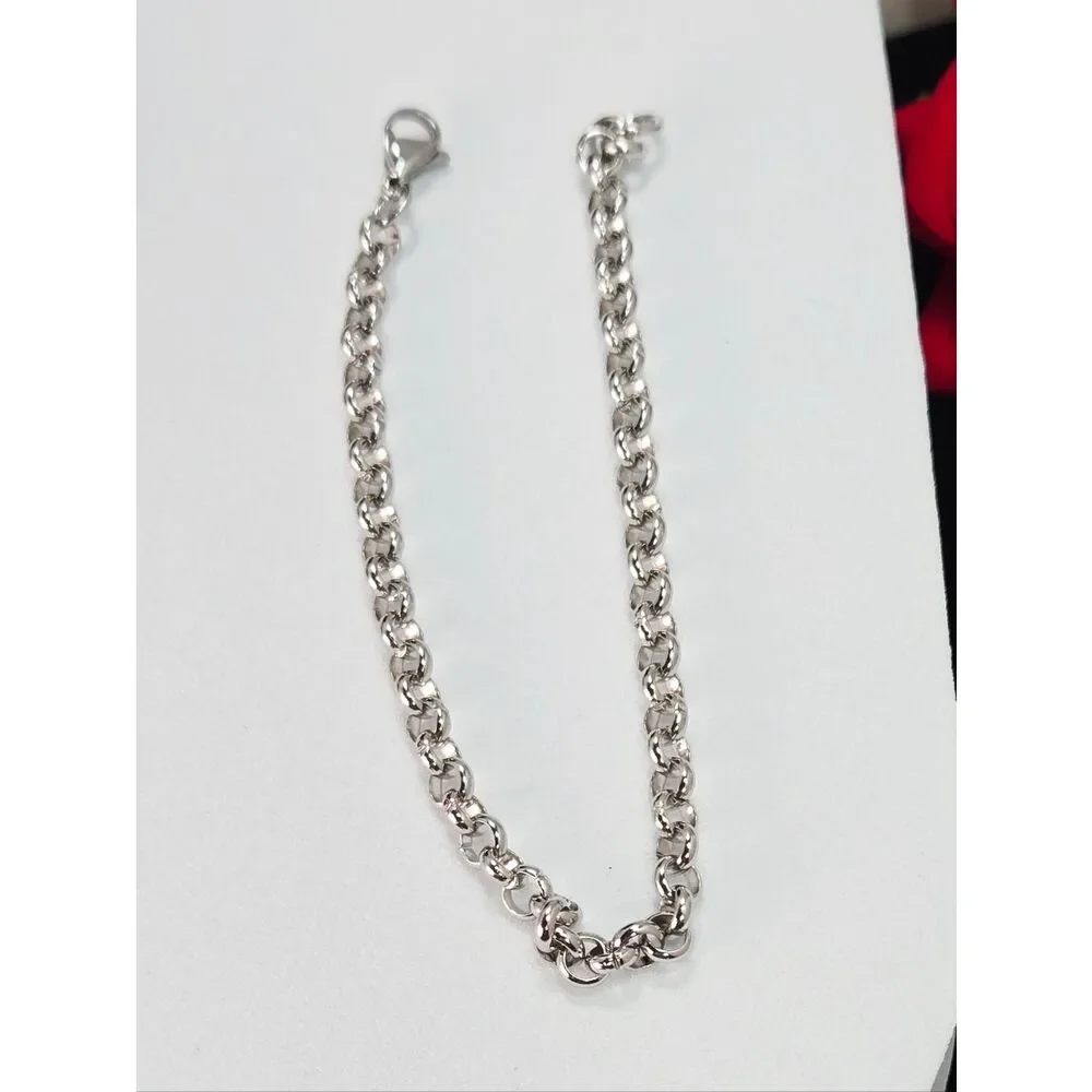 Belcher Rolo Chain Bracelet 5mm Silver Titanium Steel 8